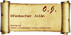 Ofenbecher Jolán névjegykártya